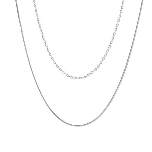 Titanstahl Halskette, mit Verlängerungskettchen von 5cm, poliert, Doppelschicht & Modeschmuck & für Frau, originale Farbe, Länge ca. 35.5 cm, verkauft von PC