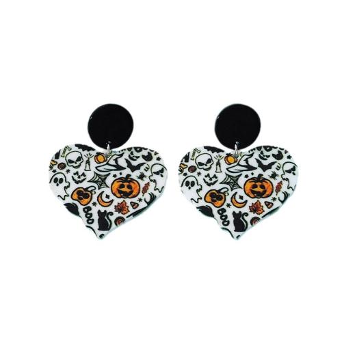 New Hot Halloween Jewelry and Decor Acrylic Heart Halloween Design & fashion jewelry & for woman Sold By Pair