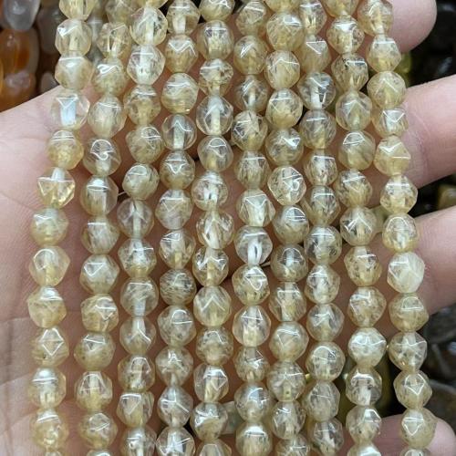 Gemstone Jewelry Beads, Watermelon Brown, fashion jewelry & DIY & faceted, yellow, 6mm, Sold Per Approx 38 cm Strand