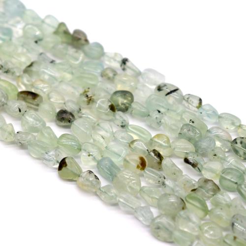Gemstone Jewelry Beads, Natural Prehnite, Nuggets, fashion jewelry & DIY, green, 6x9mm, Sold Per Approx 38 cm Strand