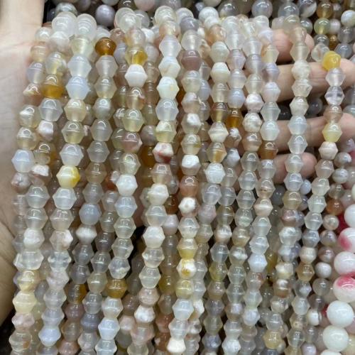 Achat Perlen, Weißer Kirschblüten-Achat, poliert, Modeschmuck & DIY, gemischte Farben, 8mm, verkauft per ca. 38 cm Strang