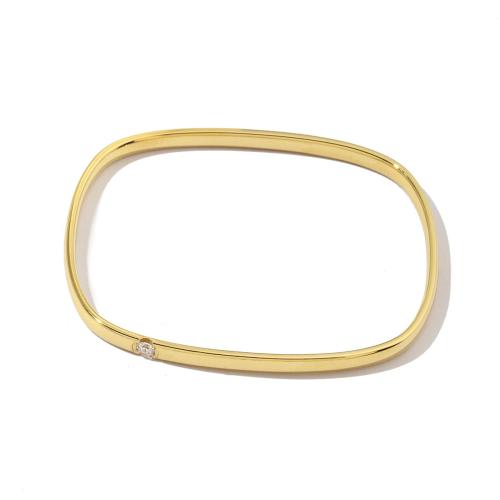 Bracelet d'acier titane, avec zircon cubique, bijoux de mode & pour femme, doré, Diamètre intérieur:Environ 60mm, Vendu par PC