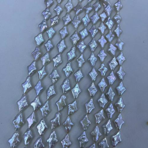 Perline perle d'acqua dolce naturale, perla d'acquadolce coltivata naturalmente, Rhombus, gioielli di moda & DIY, bianco, 10x15mm, Appross. 26PC/filo, Venduto da filo