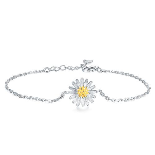 925 Sterling Silver Bangle Bracelet with 3cm extender chain Daisy fashion jewelry & for woman nickel lead & cadmium free Length Approx 16.5 cm Sold By PC