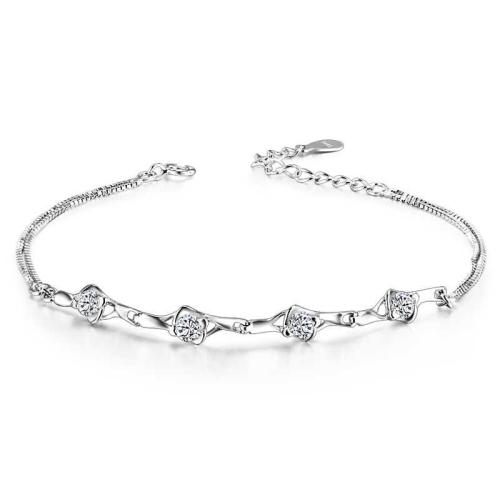 925 Sterling Silver Bangle Bracelet, with 3cm extender chain, Rose, fashion jewelry & for woman, nickel, lead & cadmium free, Length:Approx 16 cm, Sold By PC