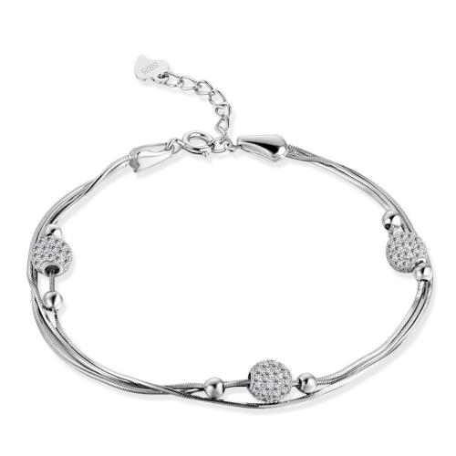 925 Sterling Silver Bangle Bracelet, with 5cm extender chain, fashion jewelry & for woman & with rhinestone, nickel, lead & cadmium free, Length:Approx 16.5 cm, Sold By PC