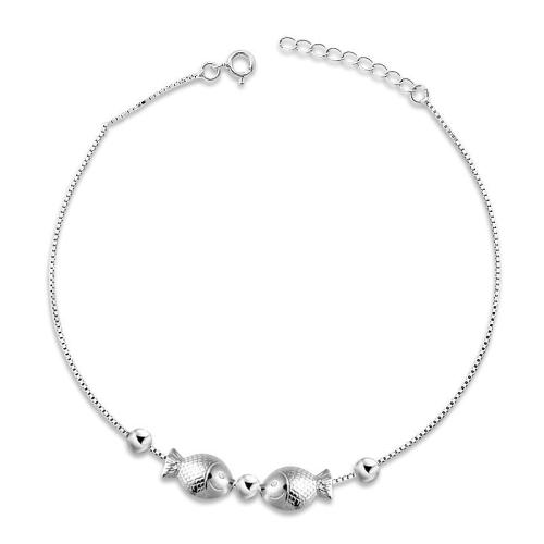 Fashion Sterling Silver Anklet, 925 Sterling Silver, with 3cm extender chain, Fish, fashion jewelry & for woman, nickel, lead & cadmium free, Length:Approx 21 cm, Sold By PC