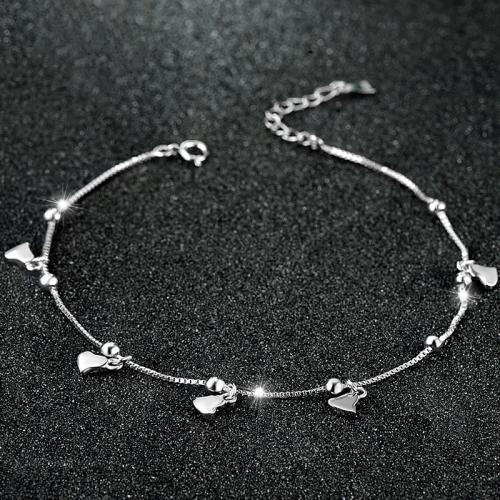 Fashion Sterling Silver Anklet, 925 Sterling Silver, with 3cm extender chain, fashion jewelry & for woman, nickel, lead & cadmium free, Length:Approx 26 cm, Sold By PC