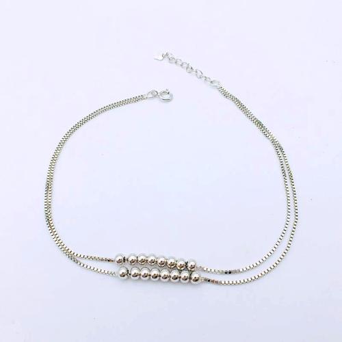 Fashion Sterling Silver Anklet, 925 Sterling Silver, with 3cm extender chain, polished, Double Layer & fashion jewelry & for woman, nickel, lead & cadmium free, Length:Approx 21.5 cm, Sold By PC
