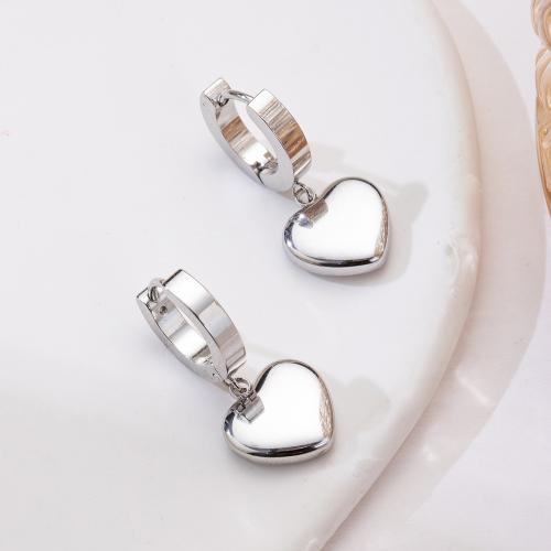Titanium Steel  Earring Heart polished fashion jewelry & for woman Sold By Pair