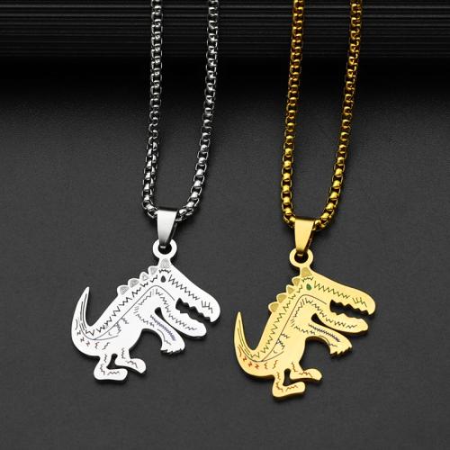 Stainless Steel Jewelry Necklace, 304 Stainless Steel, Dinosaur, fashion jewelry & for man, more colors for choice, 37x29mm, Length:Approx 60 cm, Sold By PC
