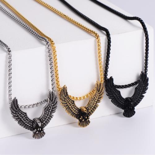 Stainless Steel Sweater Chain Necklace, 304 Stainless Steel, Eagle, fashion jewelry & Unisex & different styles for choice, more colors for choice, 45x42mm, Length:Approx 60 cm, Sold By PC