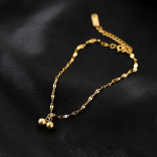 Anklet ze stali nierdzewnej, Stal nierdzewna 304, ze 5cm przedłużeniami łańcuszka, biżuteria moda & dla kobiety, złoty, 34x32mm, sprzedawane na około 21 cm Strand