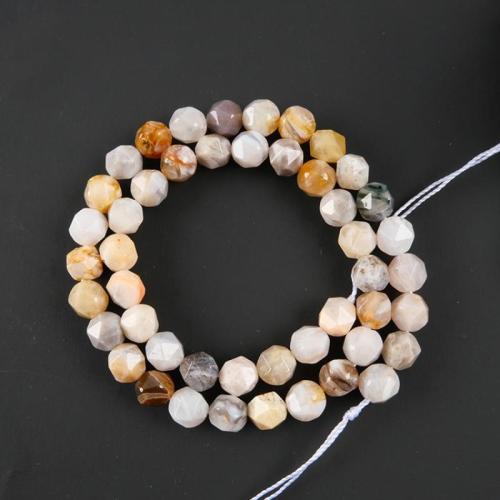 Agat perler, Bamboo Agate, du kan DIY & facetteret, blandede farver, 8mm, Ca. 39pc'er/Strand, Solgt Per Ca. 38 cm Strand