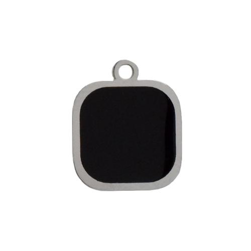 Stainless Steel Pendants 304 Stainless Steel Square polished DIY & enamel black Sold By PC