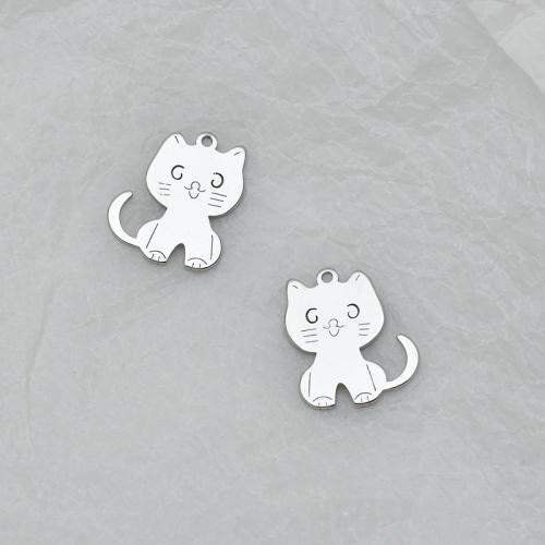 Stainless Steel Animal Pendants 304 Stainless Steel Cat polished DIY original color Sold By PC