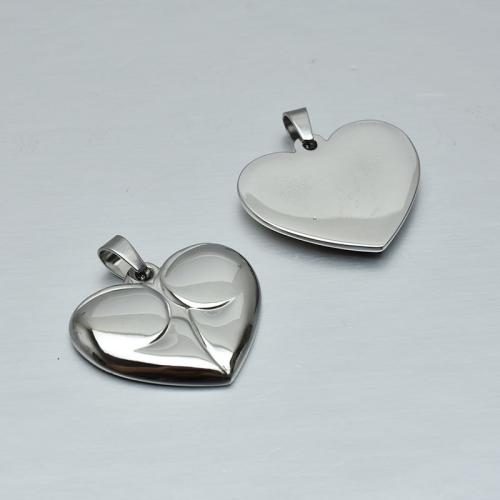 Stainless Steel Heart Pendants, 304 Stainless Steel, polished, DIY, original color, 30x32x3.70mm, Sold By PC
