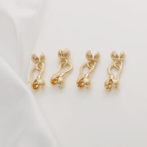 Tibetan Style Hook and Eye Clasp, Flower Bud, gold color plated, DIY, nickel, lead & cadmium free, 16mm, Sold By PC