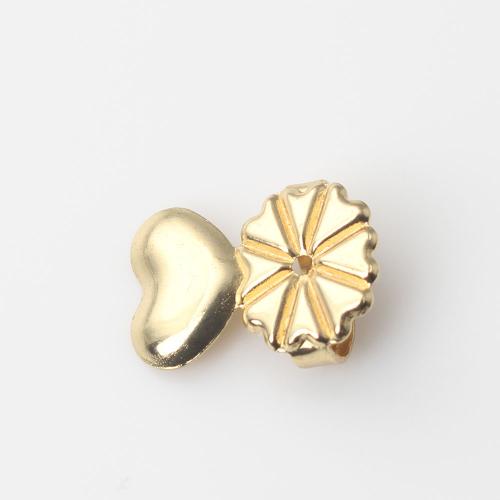 Brass Earring Post, cobre, Coração, cromado de cor dourada, DIY, níquel, chumbo e cádmio livre, 14.60x10.50x1.90mm, vendido por PC