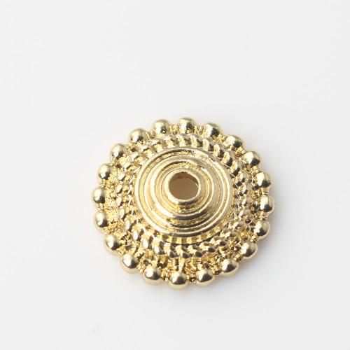 Capuchon pour perle en laiton, Rond, Placage de couleur d'or, DIY, protéger l'environnement, sans nickel, plomb et cadmium, 14.20x14.20x4.40mm, Vendu par PC