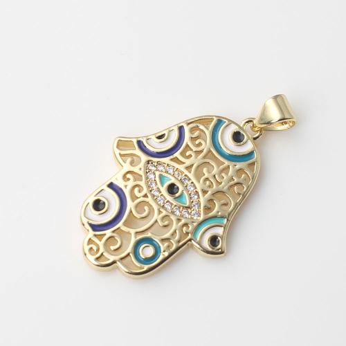 Evil Eye Pendants, Brass, gold color plated, DIY & enamel, nickel, lead & cadmium free, 29.60x21.30x2.50mm, Sold By PC