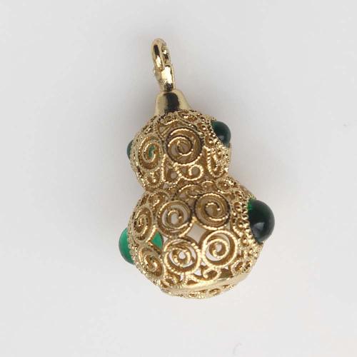 Brass Jewelry Pendants with Glass Calabash gold color plated DIY nickel lead & cadmium free Sold By PC