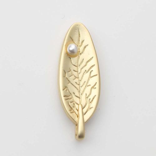 Brass Jewelry Pendants with Plastic Pearl Leaf plated DIY nickel lead & cadmium free Sold By PC