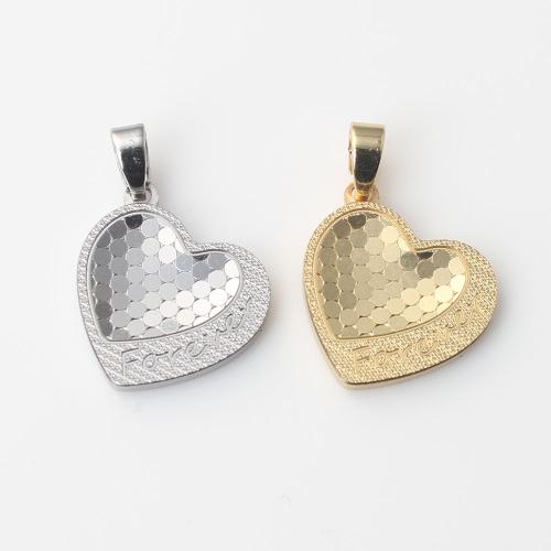 Brass Heart Pendants, plated, DIY, more colors for choice, nickel, lead & cadmium free, 15.80x14.10x1.80mm, Sold By PC
