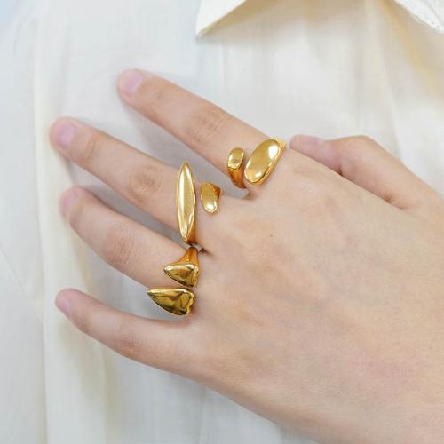 Titanium Čelik Finger Ring, zlatna boja pozlaćen, različitih stilova za izbor & za žene, više boja za izbor, Prodano By PC