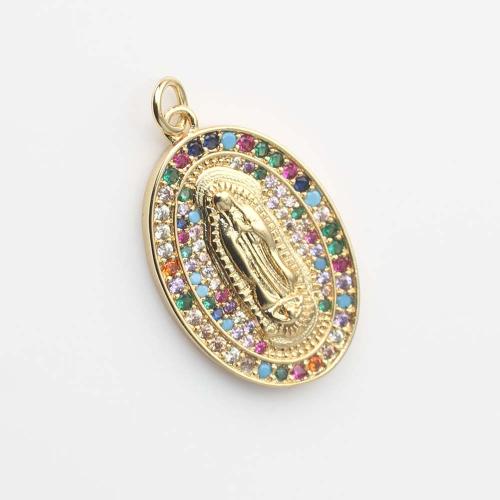 Cubic Zirconia Micro Pave Brass Pendant gold color plated DIY & micro pave cubic zirconia multi-colored nickel lead & cadmium free Sold By PC