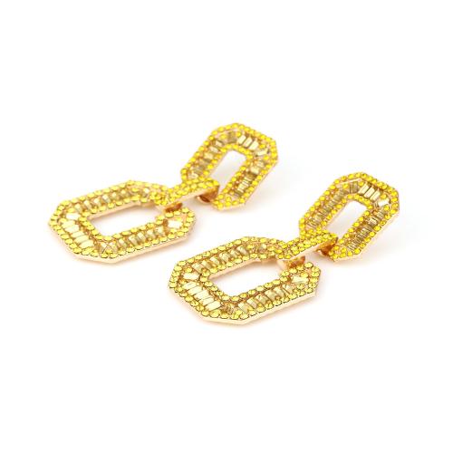 Zinc Alloy Stud Earring for woman & with rhinestone & hollow nickel lead & cadmium free Sold By Pair