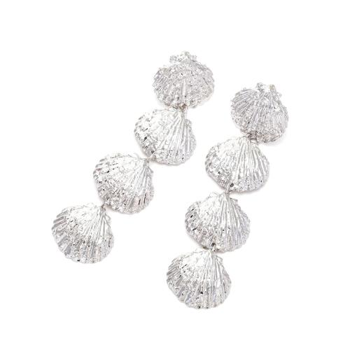 Zinc Alloy Stud Earring Shell Carved fashion jewelry & for woman nickel lead & cadmium free Sold By Pair