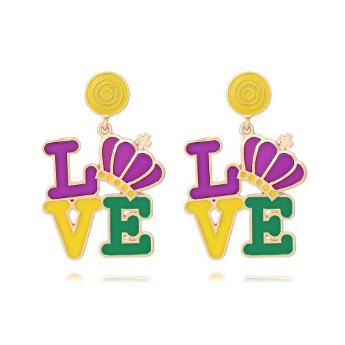 Tibetan Style Stud Earring, Alphabet Letter, fashion jewelry & for woman & enamel, multi-colored, nickel, lead & cadmium free, 51x34mm, Sold By Pair