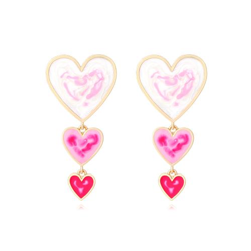 Tibetan Style Stud Earring, Heart, fashion jewelry & for woman & enamel, multi-colored, 63x30mm, Sold By Pair