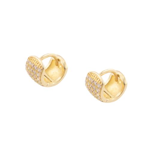Cubic Zirconia Micro Pave Brass Earring, plated, micro pave cubic zirconia & for woman, gold, 8.50x7x10mm, 5Pairs/Lot, Sold By Lot