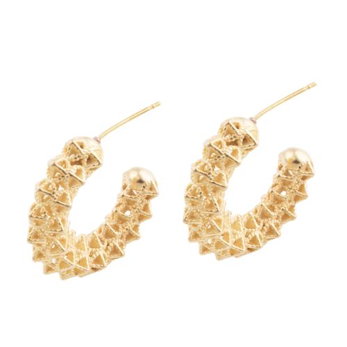 Brass Stud Earring, plated, for woman, gold, 27.50x7.50x27.50mm, 5Pairs/Lot, Sold By Lot