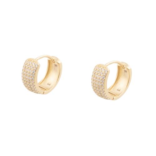 Cubic Zirconia Micro Pave Brass Earring, plated, micro pave cubic zirconia & for woman, gold, 14.50x6.50x16mm, 5Pairs/Lot, Sold By Lot