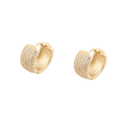 Cubic Zirconia Micro Pave Brass Earring, plated, micro pave cubic zirconia & for woman, gold, 12.50x6.50x14mm, 5Pairs/Lot, Sold By Lot