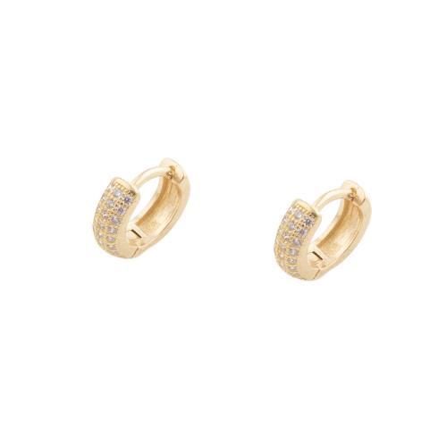 Cubic Zirconia Micro Pave Brass Earring, plated, micro pave cubic zirconia & for woman, gold, 10.50x3.50x11.50mm, 5Pairs/Lot, Sold By Lot