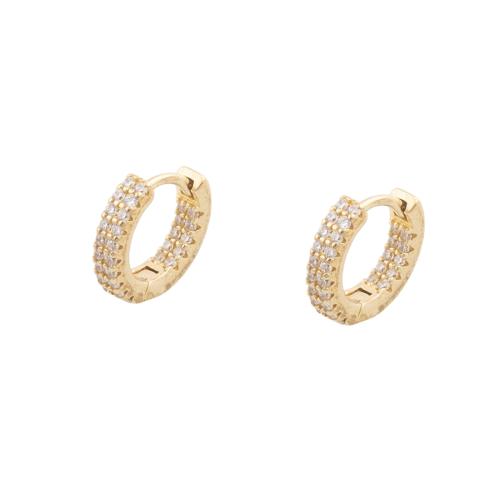 Cubic Zirconia Micro Pave Brass Earring, plated, micro pave cubic zirconia & for woman, gold, 11x4x12mm, 5Pairs/Lot, Sold By Lot