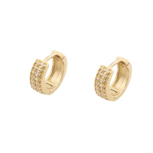 Cubic Zirconia Micro Pave Brass Earring, plated, micro pave cubic zirconia & for woman, gold, 13x4x14.50mm, 5Pairs/Lot, Sold By Lot