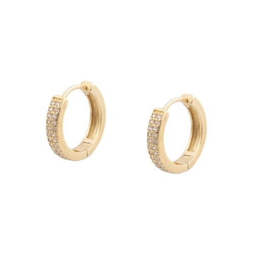 Cubic Zirconia Micro Pave Brass Earring, plated, micro pave cubic zirconia & for woman, gold, 13.50x2.50x15mm, 5Pairs/Lot, Sold By Lot