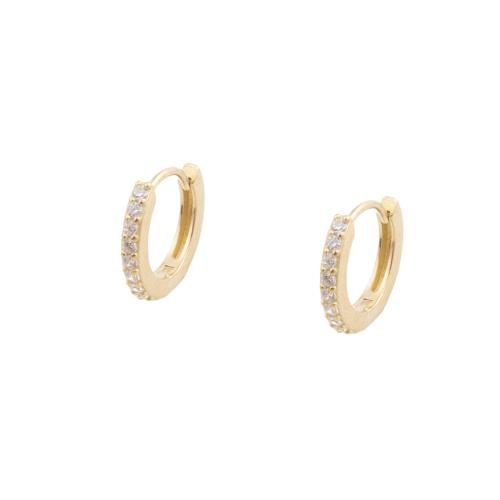 Cubic Zirconia Micro Pave Brass Earring, plated, micro pave cubic zirconia & for woman, gold, 12.50x2x14mm, 5Pairs/Lot, Sold By Lot