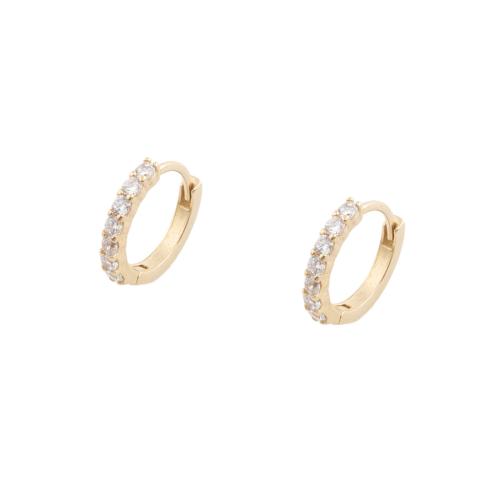 Cubic Zirconia Micro Pave Brass Earring, plated, micro pave cubic zirconia & for woman, gold, 13x2x14mm, 5Pairs/Lot, Sold By Lot