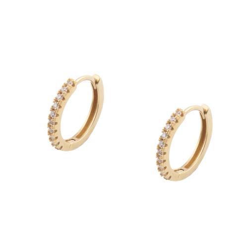 Cubic Zirconia Micro Pave Brass Earring, plated, micro pave cubic zirconia & for woman, gold, 15.50x2x17mm, 5Pairs/Lot, Sold By Lot