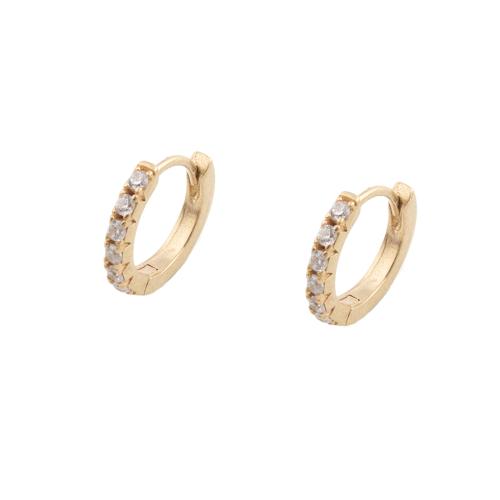 Cubic Zirconia Micro Pave Brass Earring, plated, micro pave cubic zirconia & for woman, gold, 12x2x13mm, 5Pairs/Lot, Sold By Lot