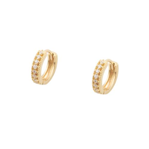 Cubic Zirconia Micro Pave Brass Earring, plated, micro pave cubic zirconia & for woman, gold, 11.30x3x12.50mm, 5Pairs/Lot, Sold By Lot