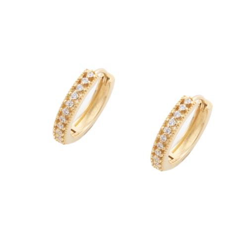 Cubic Zirconia Micro Pave Brass Earring, plated, micro pave cubic zirconia & for woman, gold, 15.50x3x16.50mm, 5Pairs/Lot, Sold By Lot