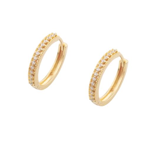 Cubic Zirconia Micro Pave Brass Earring, plated, micro pave cubic zirconia & for woman, gold, 19x3x20mm, 5Pairs/Lot, Sold By Lot