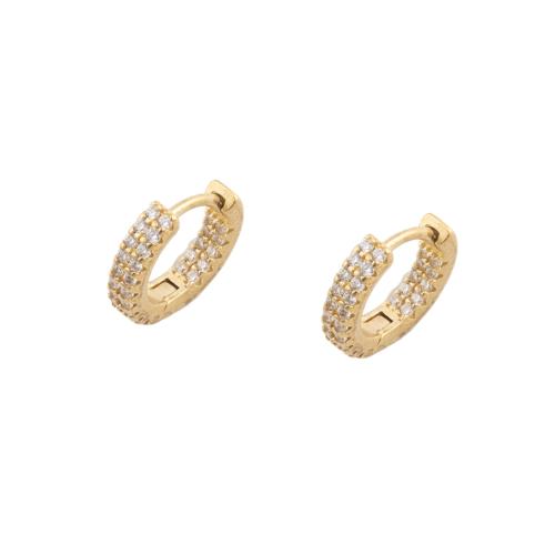 Cubic Zirconia Micro Pave Brass Earring, plated, micro pave cubic zirconia & for woman, gold, 10.50x2.50x11.50mm, 5Pairs/Lot, Sold By Lot